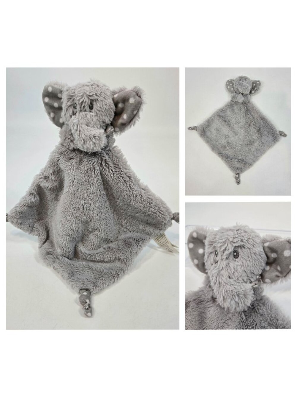 Kelly Toys Elephant Lovey Security Blanket Plush Baby Toy Knotted Polka Dots